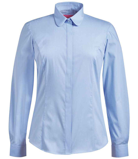 Brook Taverner Ladies Trevi Long Sleeve Poplin Shirt - Sky Blue (BK131)