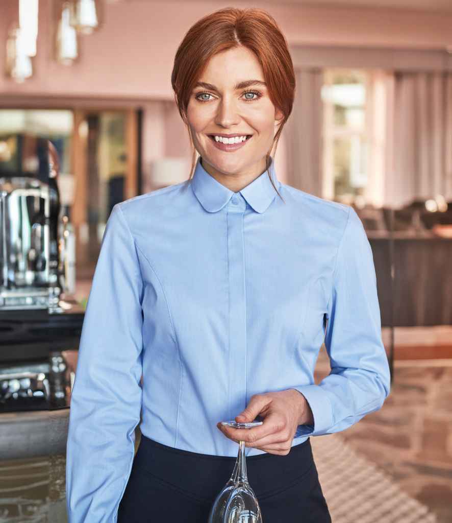 Brook Taverner Ladies Trevi Long Sleeve Poplin Shirt - Sky Blue (BK131)