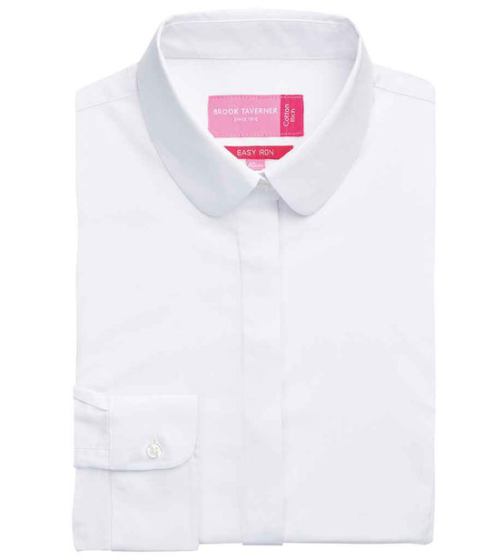 Brook Taverner Ladies Trevi Long Sleeve Poplin Shirt - White (BK131)