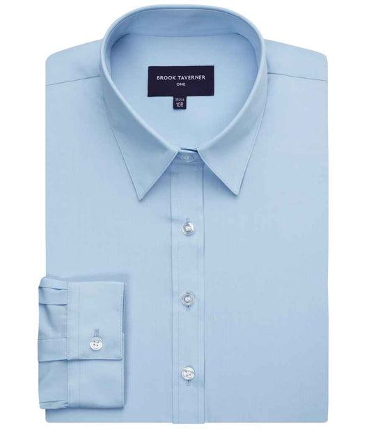 Brook Taverner Ladies Selene Long Sleeve Poplin Shirt - Sky Blue (BK135)