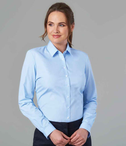 Brook Taverner Ladies Selene Long Sleeve Poplin Shirt - Sky Blue (BK135)