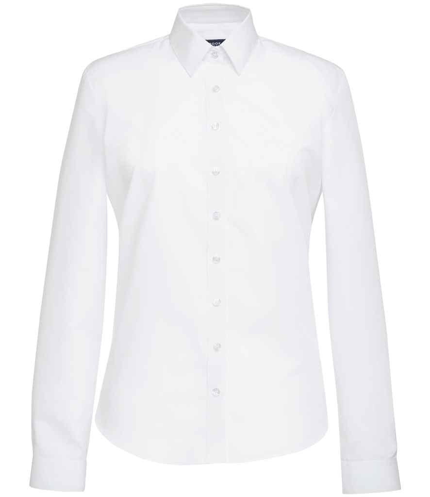 Brook Taverner Ladies Selene Long Sleeve Poplin Shirt - White (BK135)