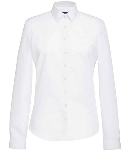 Brook Taverner Ladies Selene Long Sleeve Poplin Shirt - White (BK135)