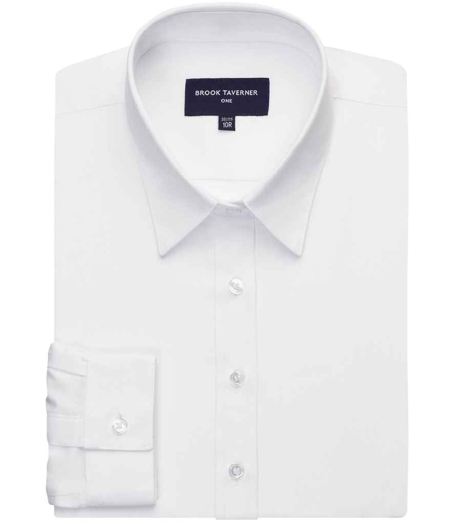 Brook Taverner Ladies Selene Long Sleeve Poplin Shirt - White (BK135)