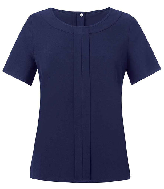 Brook Taverner Ladies Verona Short Sleeve Shirt - Navy (BK142)