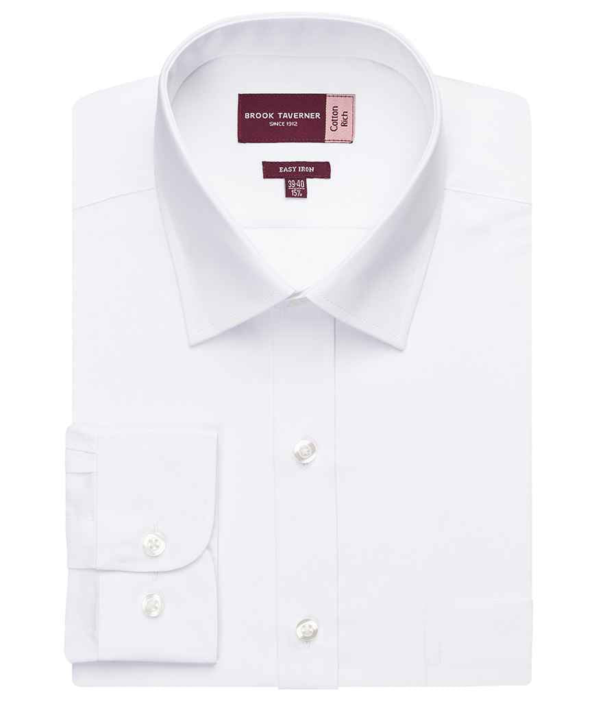 Brook Taverner Rapino Long Sleeve Poplin Shirt - White (BK150)