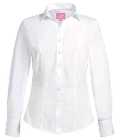 Brook Taverner Ladies Palena Long Sleeve Poplin Shirt - White (BK151)