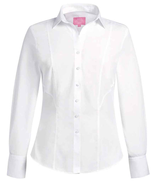 Brook Taverner Ladies Palena Long Sleeve Poplin Shirt - White (BK151)