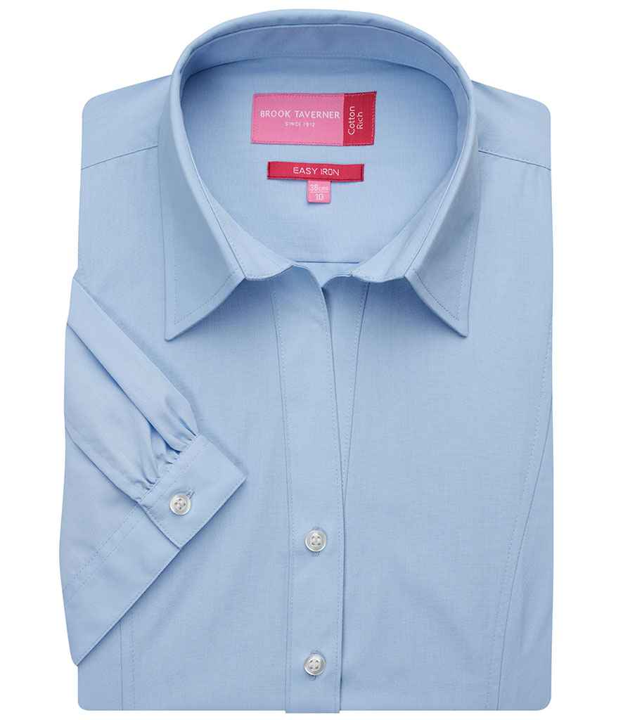 Brook Taverner Ladies Paduli Short Sleeve Poplin Shirt - Blue (BK153)
