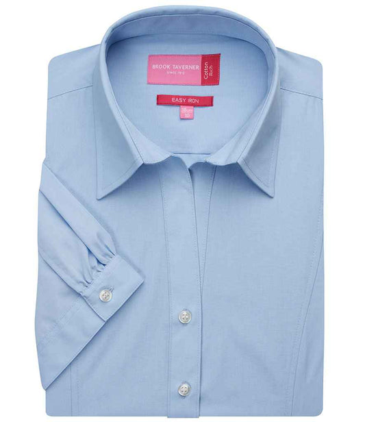 Brook Taverner Ladies Paduli Short Sleeve Poplin Shirt - Blue (BK153)