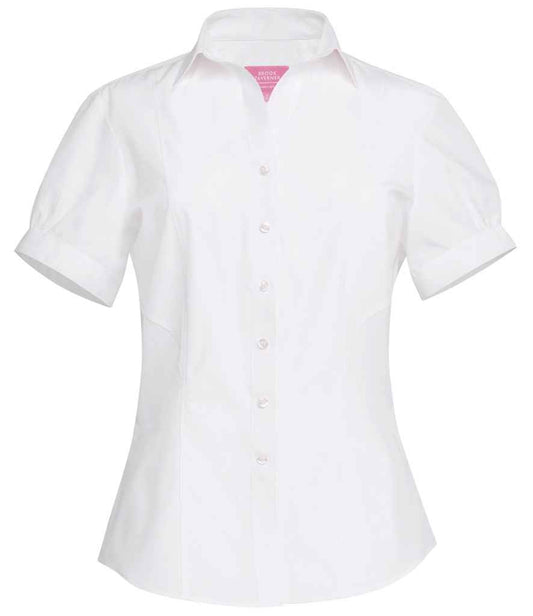 Brook Taverner Ladies Paduli Short Sleeve Poplin Shirt - White (BK153)