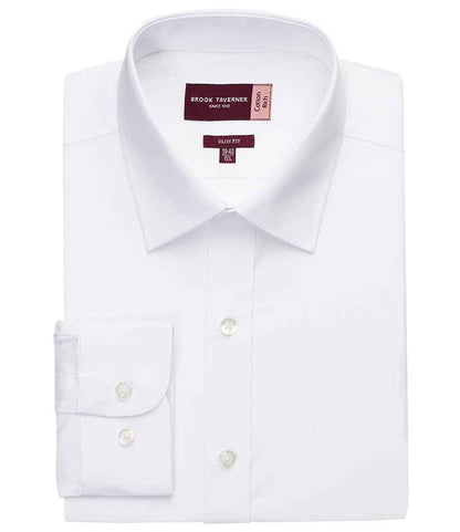 Brook Taverner Alba Long Sleeve Slim Fit Poplin Shirt - White (BK154)
