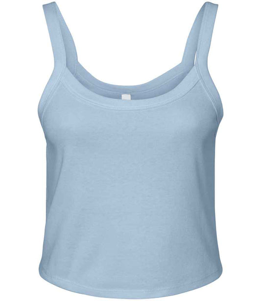 Bella+Canvas Bella Ladies Micro Rib Spaghetti Strap Tank Top - Solid Baby Blue Blend (BL1012)