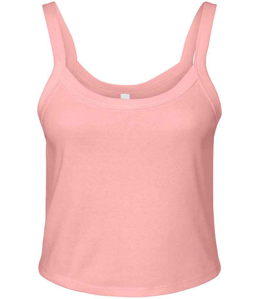 Bella+Canvas Bella Ladies Micro Rib Spaghetti Strap Tank Top - Solid Pink Blend (BL1012)
