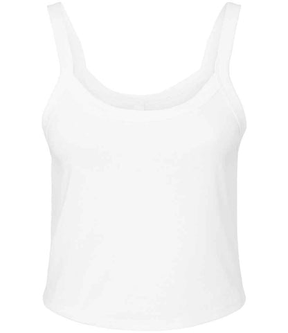 Bella+Canvas Bella Ladies Micro Rib Spaghetti Strap Tank Top - Solid White Blend (BL1012)