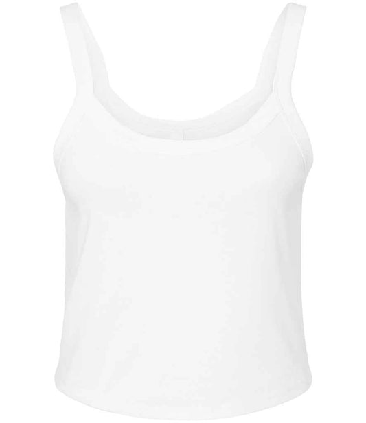 Bella+Canvas Bella Ladies Micro Rib Spaghetti Strap Tank Top - Solid White Blend (BL1012)
