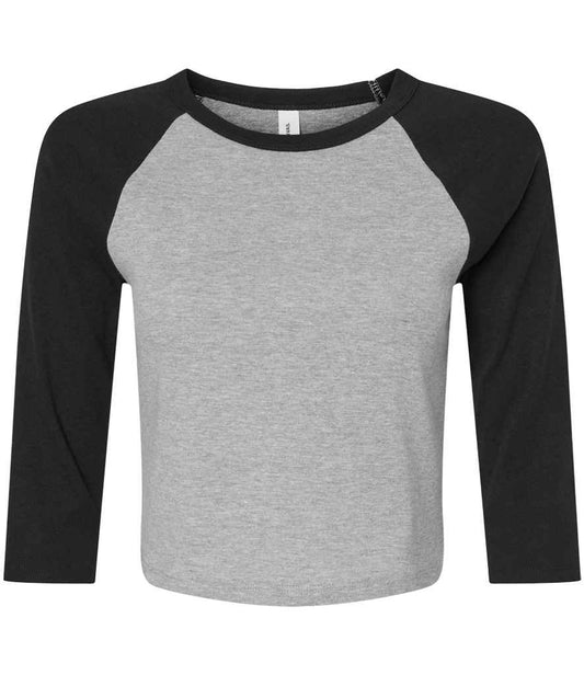Bella+Canvas Bella Ladies Micro Rib 3/4 Raglan Baby T-Shirt - Athletic Heather/Black (BL1200)