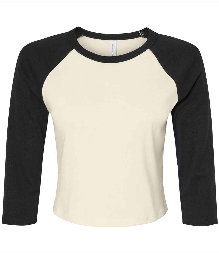 Bella+Canvas Bella Ladies Micro Rib 3/4 Raglan Baby T-Shirt - Natural/Black (BL1200)