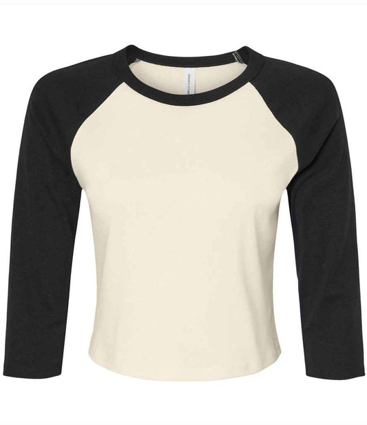 Bella+Canvas Bella Ladies Micro Rib 3/4 Raglan Baby T-Shirt - Natural/Black (BL1200)