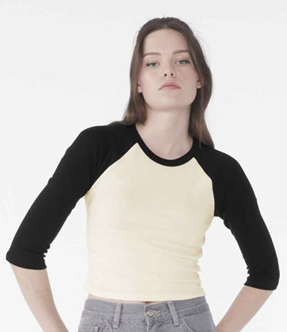 Bella+Canvas Bella Ladies Micro Rib 3/4 Raglan Baby T-Shirt - Natural/Black (BL1200)