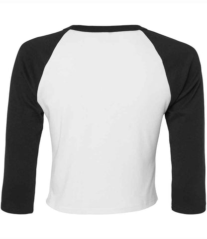 Bella+Canvas Bella Ladies Micro Rib 3/4 Raglan Baby T-Shirt - White/Black (BL1200)