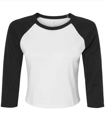 Bella+Canvas Bella Ladies Micro Rib 3/4 Raglan Baby T-Shirt - White/Black (BL1200)