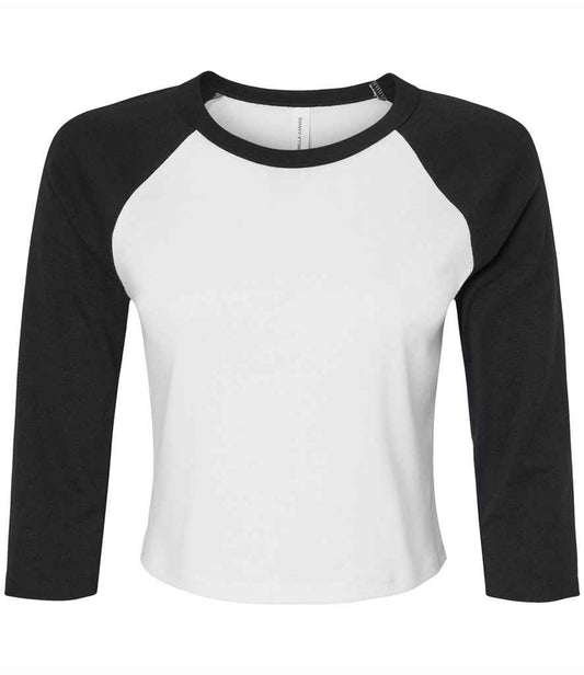 Bella+Canvas Bella Ladies Micro Rib 3/4 Raglan Baby T-Shirt - White/Black (BL1200)