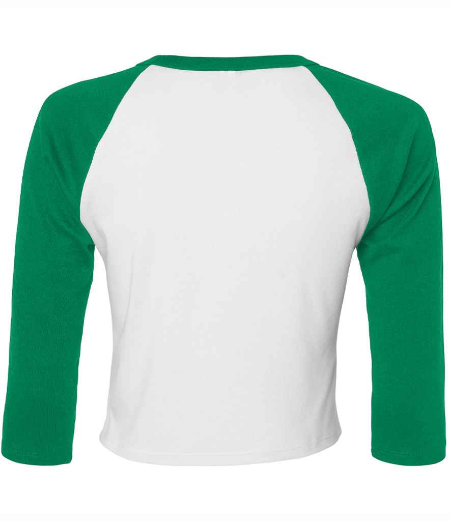 Bella+Canvas Bella Ladies Micro Rib 3/4 Raglan Baby T-Shirt - White/Kelly Green (BL1200)