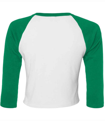 Bella+Canvas Bella Ladies Micro Rib 3/4 Raglan Baby T-Shirt - White/Kelly Green (BL1200)