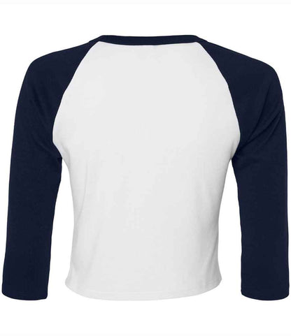 Bella+Canvas Bella Ladies Micro Rib 3/4 Raglan Baby T-Shirt - White/Navy (BL1200)