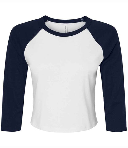 Bella+Canvas Bella Ladies Micro Rib 3/4 Raglan Baby T-Shirt - White/Navy (BL1200)