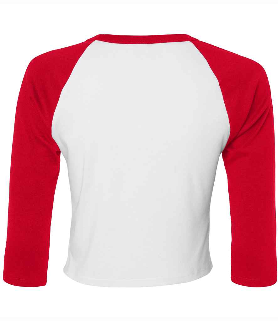 Bella+Canvas Bella Ladies Micro Rib 3/4 Raglan Baby T-Shirt - White/Red (BL1200)