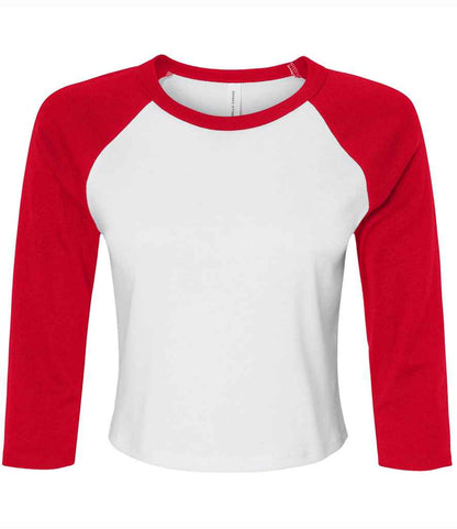 Bella+Canvas Bella Ladies Micro Rib 3/4 Raglan Baby T-Shirt - White/Red (BL1200)