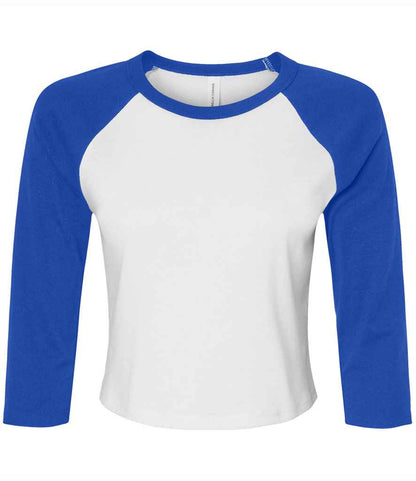 Bella+Canvas Bella Ladies Micro Rib 3/4 Raglan Baby T-Shirt - White/Royal Blue (BL1200)