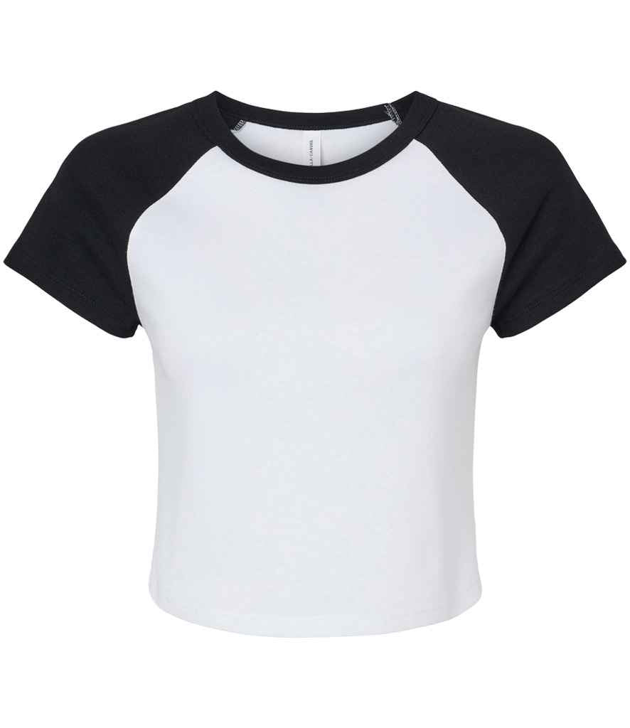 Bella+Canvas Bella Ladies Micro Rib Raglan Baby T-Shirt - White/Black (BL1201)