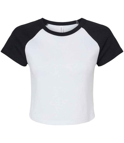 Bella+Canvas Bella Ladies Micro Rib Raglan Baby T-Shirt - White/Black (BL1201)