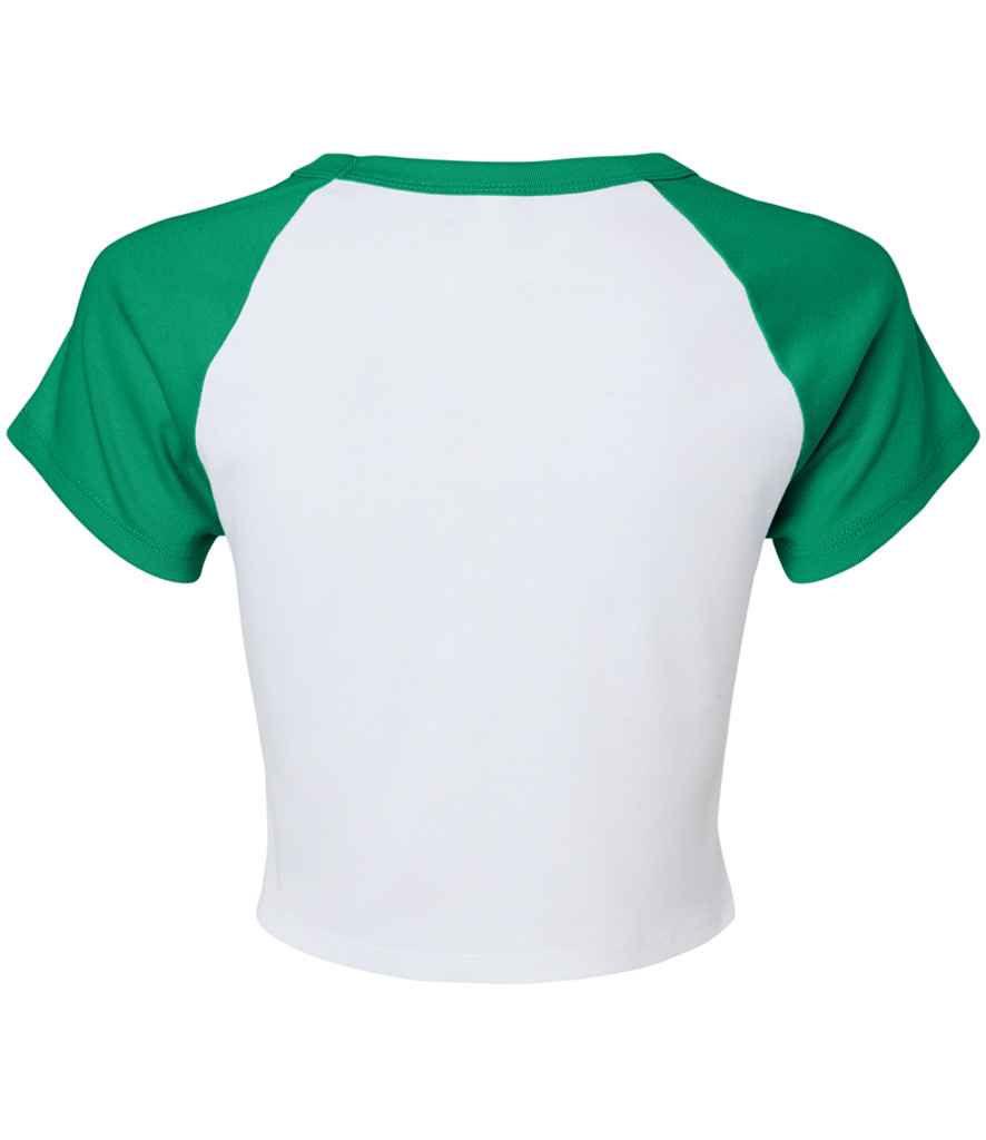 Bella+Canvas Bella Ladies Micro Rib Raglan Baby T-Shirt - White/Kelly Green (BL1201)