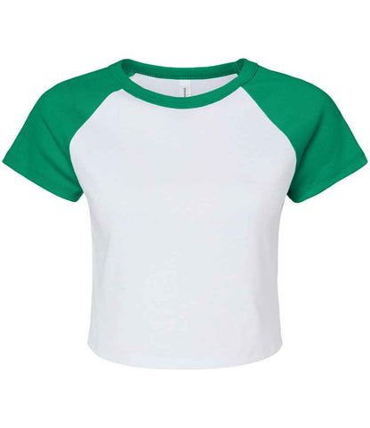 Bella+Canvas Bella Ladies Micro Rib Raglan Baby T-Shirt - White/Kelly Green (BL1201)