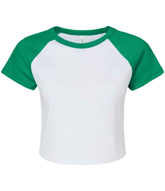 Bella+Canvas Bella Ladies Micro Rib Raglan Baby T-Shirt - White/Kelly Green (BL1201)