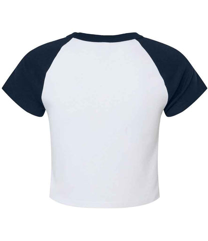 Bella+Canvas Bella Ladies Micro Rib Raglan Baby T-Shirt - White/Navy (BL1201)