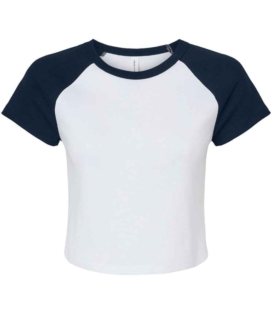 Bella+Canvas Bella Ladies Micro Rib Raglan Baby T-Shirt - White/Navy (BL1201)