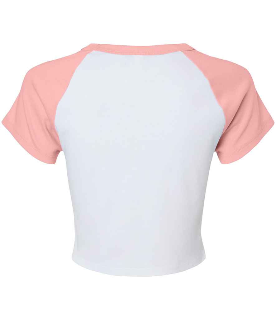 Bella+Canvas Bella Ladies Micro Rib Raglan Baby T-Shirt - White/Pink (BL1201)