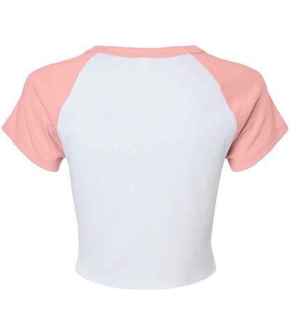 Bella+Canvas Bella Ladies Micro Rib Raglan Baby T-Shirt - White/Pink (BL1201)