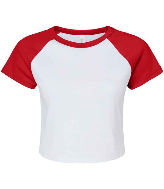 Bella+Canvas Bella Ladies Micro Rib Raglan Baby T-Shirt - White/Red (BL1201)