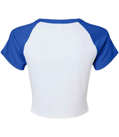Bella+Canvas Bella Ladies Micro Rib Raglan Baby T-Shirt - White/Royal Blue (BL1201)