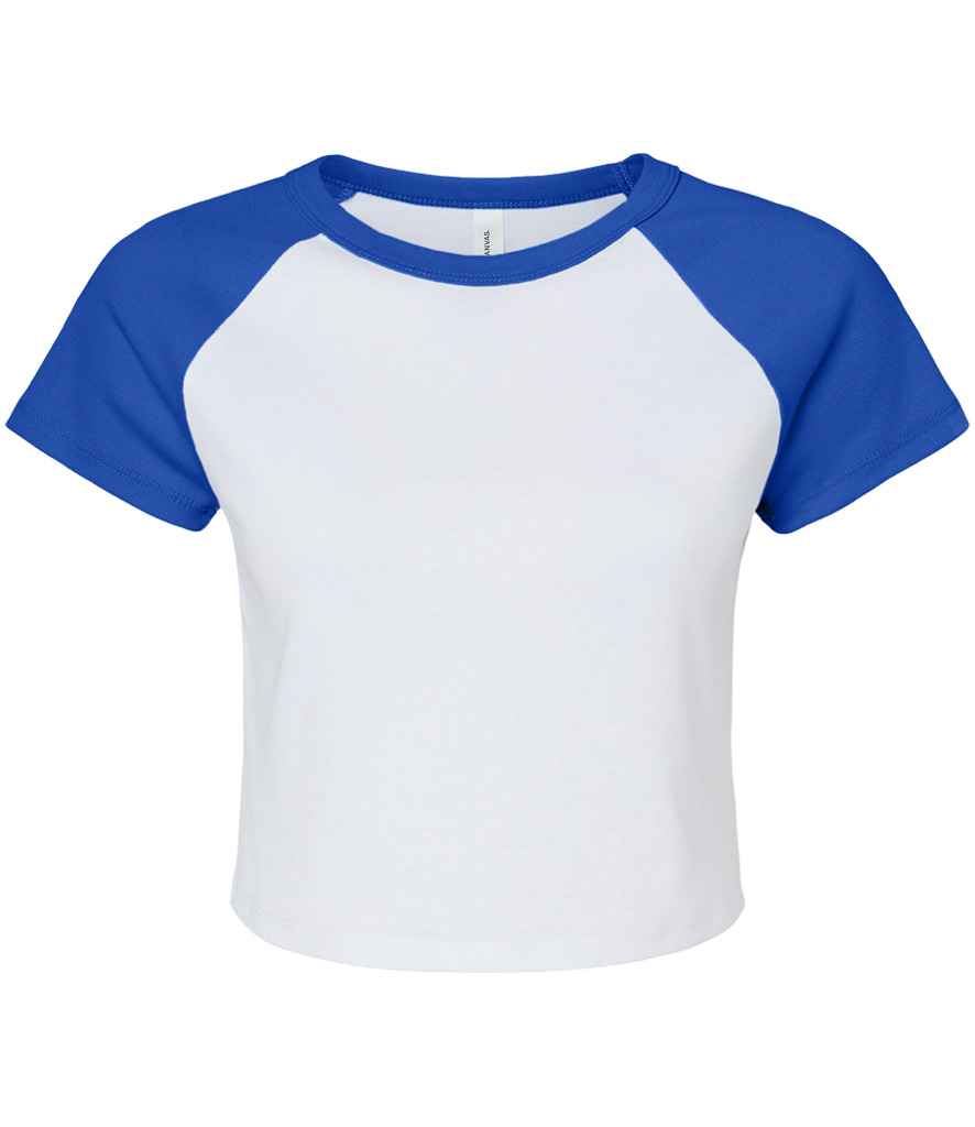 Bella+Canvas Bella Ladies Micro Rib Raglan Baby T-Shirt - White/Royal Blue (BL1201)