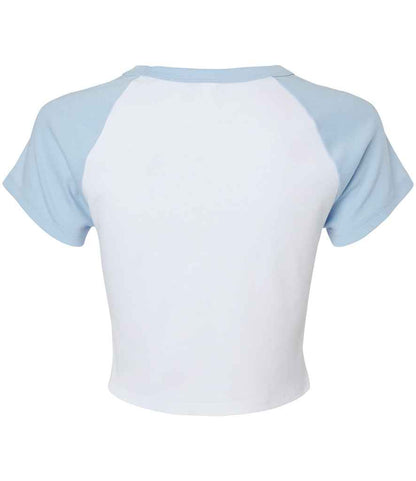 Bella+Canvas Bella Ladies Micro Rib Raglan Baby T-Shirt - White/Baby Blue (BL1201)