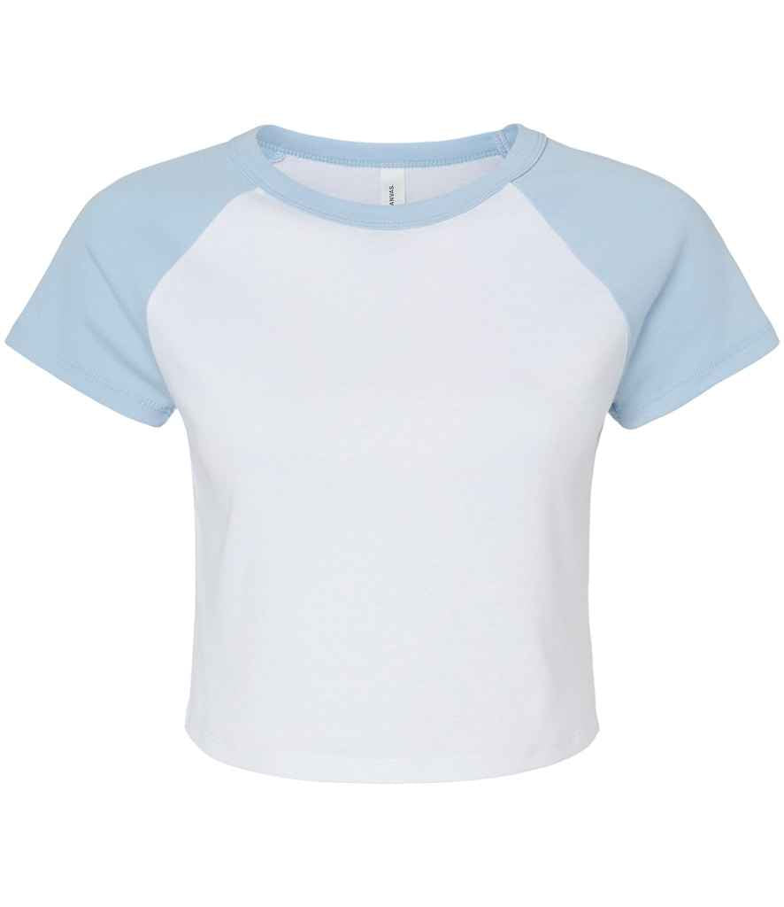 Bella+Canvas Bella Ladies Micro Rib Raglan Baby T-Shirt - White/Baby Blue (BL1201)