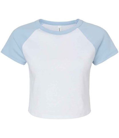 Bella+Canvas Bella Ladies Micro Rib Raglan Baby T-Shirt - White/Baby Blue (BL1201)
