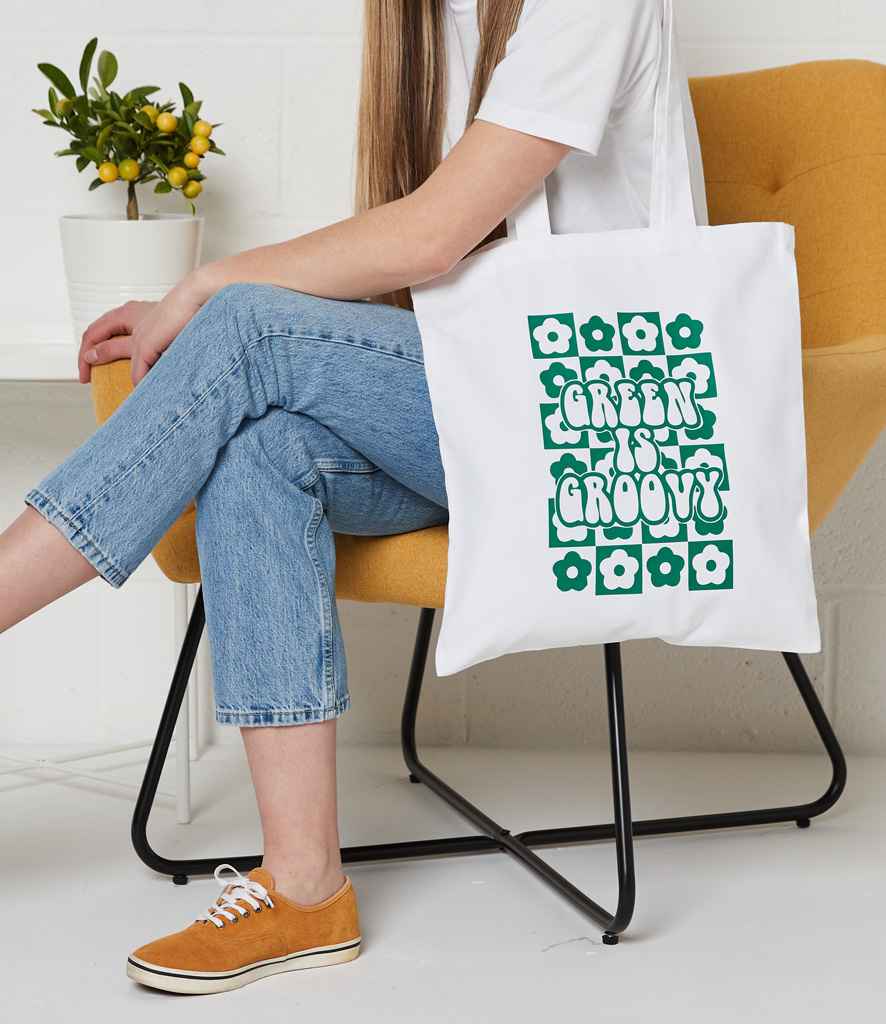 Brand Lab Organic Cotton Long Handle Shopper - White (BR051)